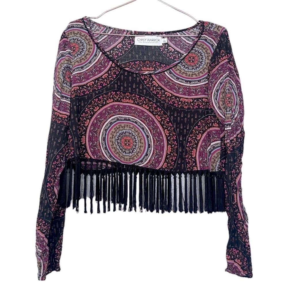 Gypsy warrior crop top with fringe size large